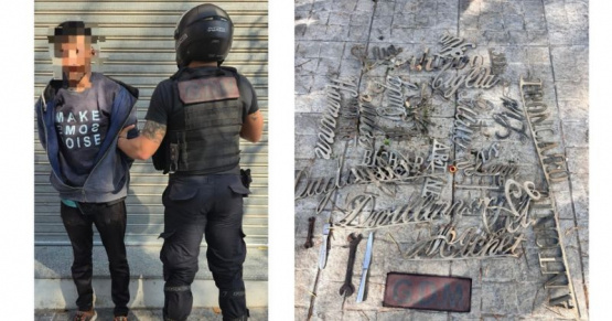 Pergamino: Detienen a un hombre con placas robadas del cementerio en su mochila