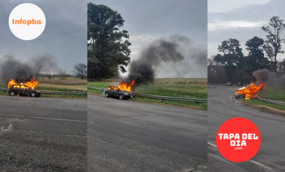 Un auto se incendió por completo y sus ocupantes escaparon a tiempo
