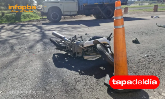 Motociclista hospitalizado tras chocar contra un camión en ruta 188