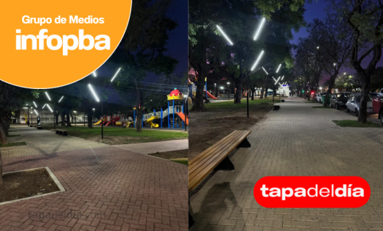 Pergamino acelera la renovación urbana: nuevas luces LED transforman las Plazas Dávila y 9 de Julio