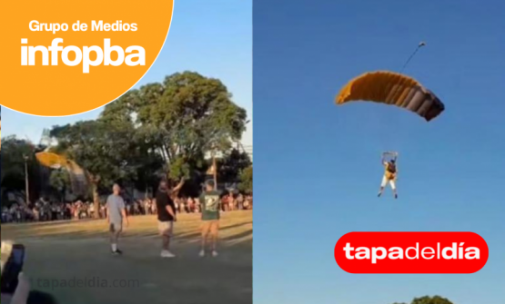 Llegada de los Reyes Magos: un paracaidista se jugó la vida para no caer sobre el público en el Parque Belgrano