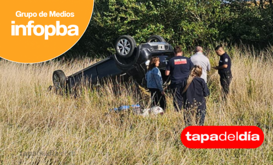 Vuelco en la Ruta 8: un automóvil despistó en un tramo recto y sus ocupantes resultaron ilesos