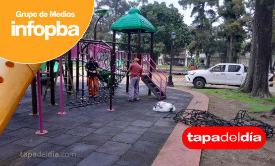 Pergamino refuerza el mantenimiento de plazas con mejoras en juegos y espacios públicos